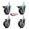 Service Caster 4'' Maroon Polyurethane Wheel Swivel 7/8'' Square Stem Caster Set 2 Brakes, 4PK SCC-SQ20S414-PPUB-MRN-PLB-78-2-S-2 - alternate 2